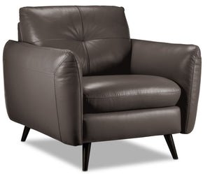 Carlino Fauteuil en cuir – gris