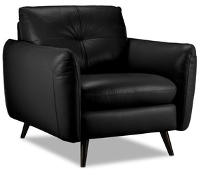 Carlino Fauteuil en cuir – noir