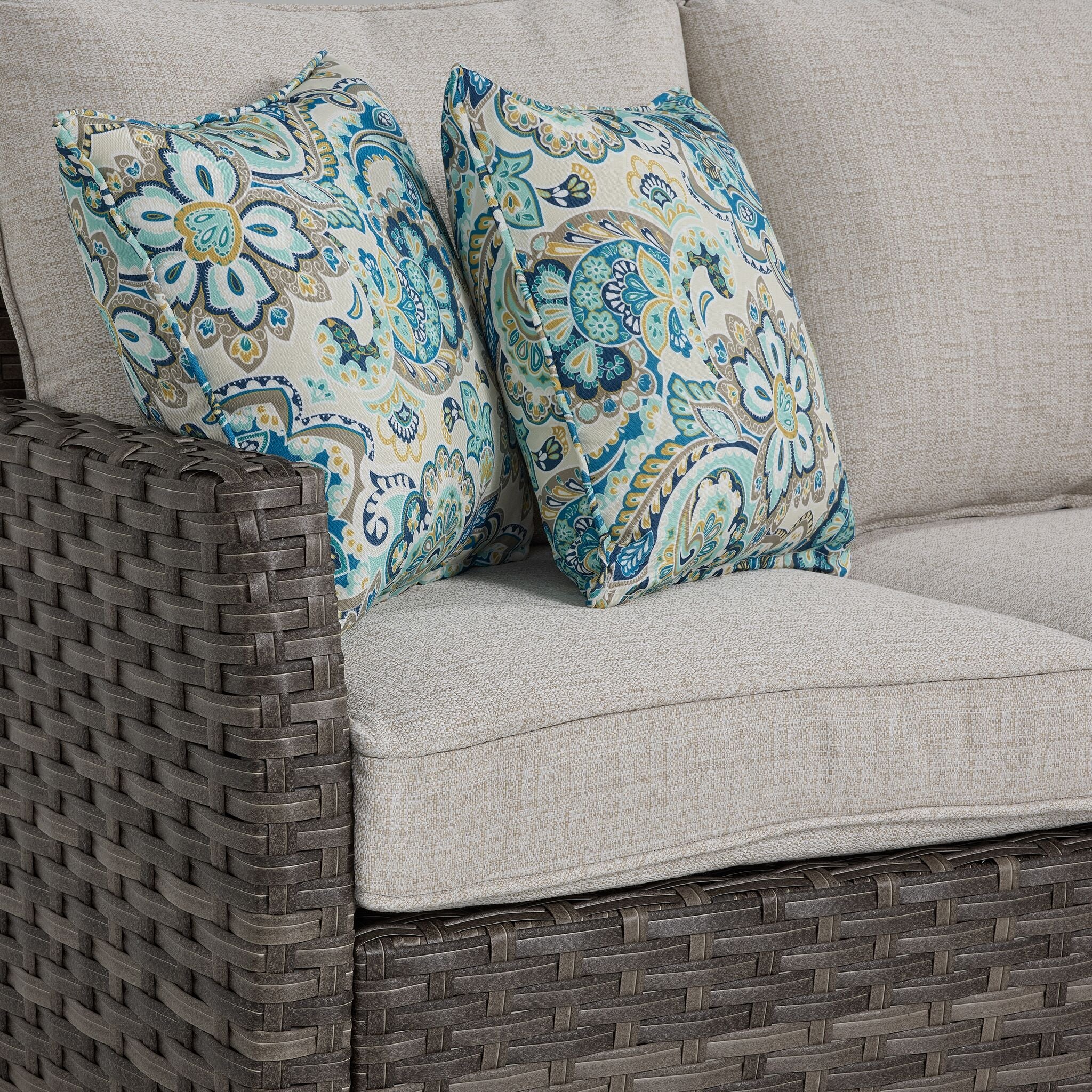 Acadia Outdoor Banquette Sectional - Grey, Beige