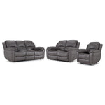 Alba Leather Power Reclining Sofa, Loveseat and Chair Set - Grey