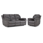 Alba Leather Power Reclining Sofa and Chair Set - Grey