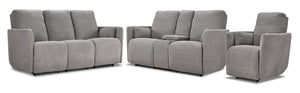 Alexis Ens. Sofa, causeuse et fauteuil inclinables électriques – gris