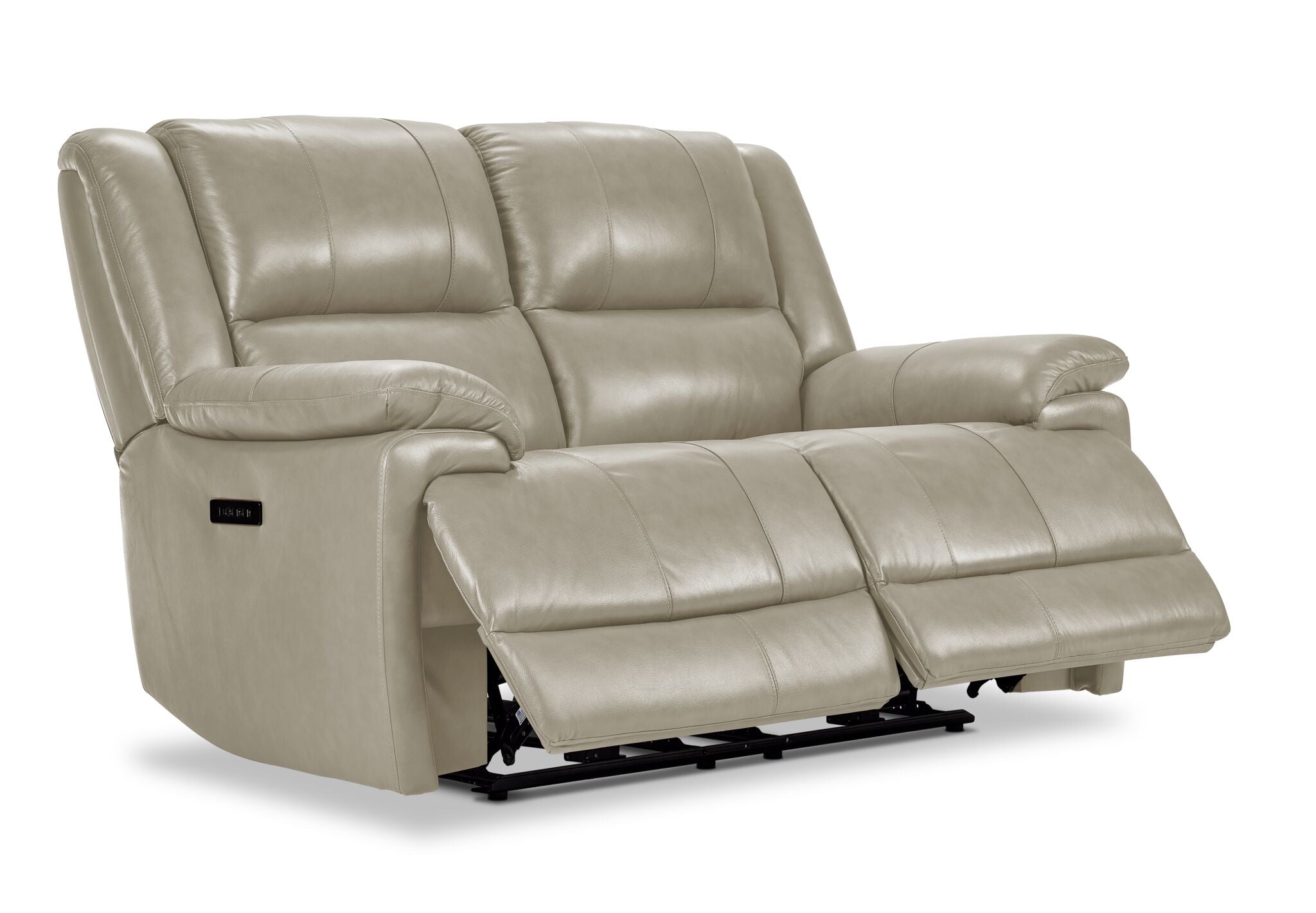 Allie Leather Dual Power Reclining Loveseat - Fog