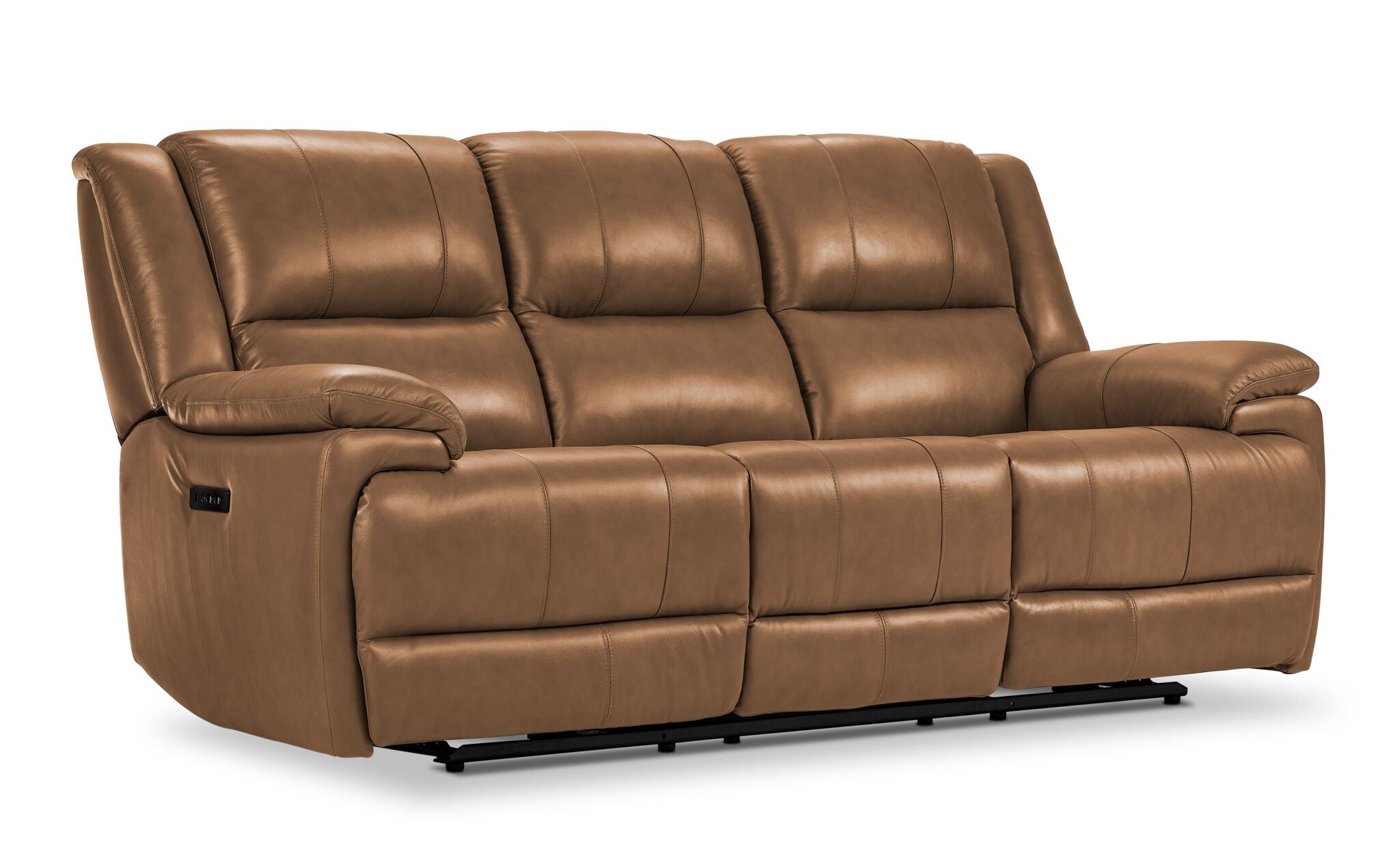 Allie Leather Dual Power Reclining Sofa and Loveseat Set - Canyon