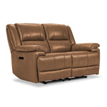 Allie Leather Dual Power Reclining Loveseat - Canyon