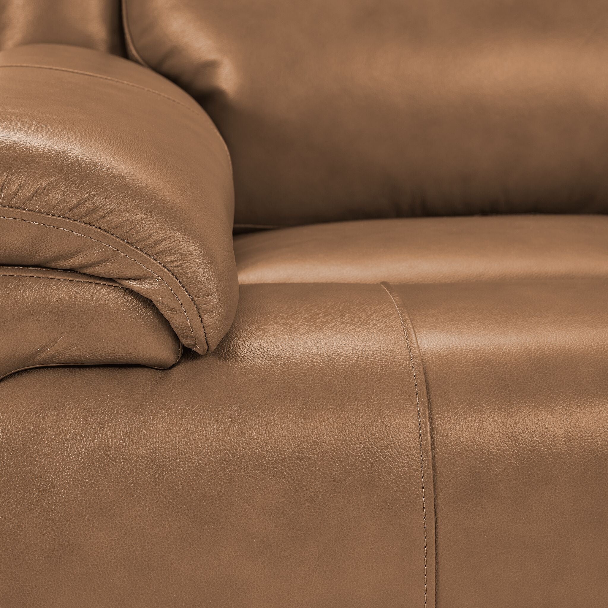 Allie Leather Dual Power Reclining Sofa and Loveseat Set - Canyon