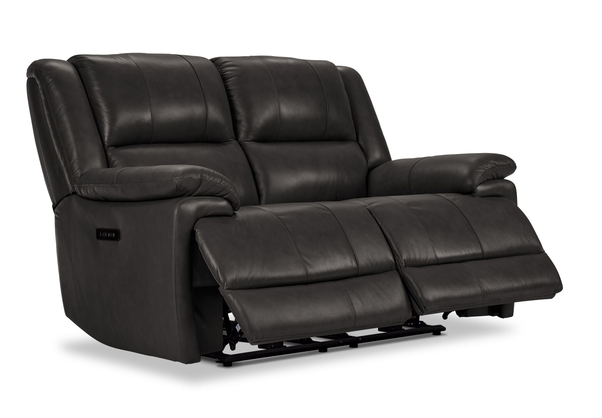 Allie Leather Dual Power Reclining Loveseat - Granite