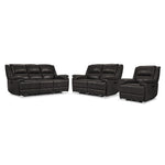 Allie Leather Dual Power Reclining Sofa, Loveseat and Recliner Set - Granite