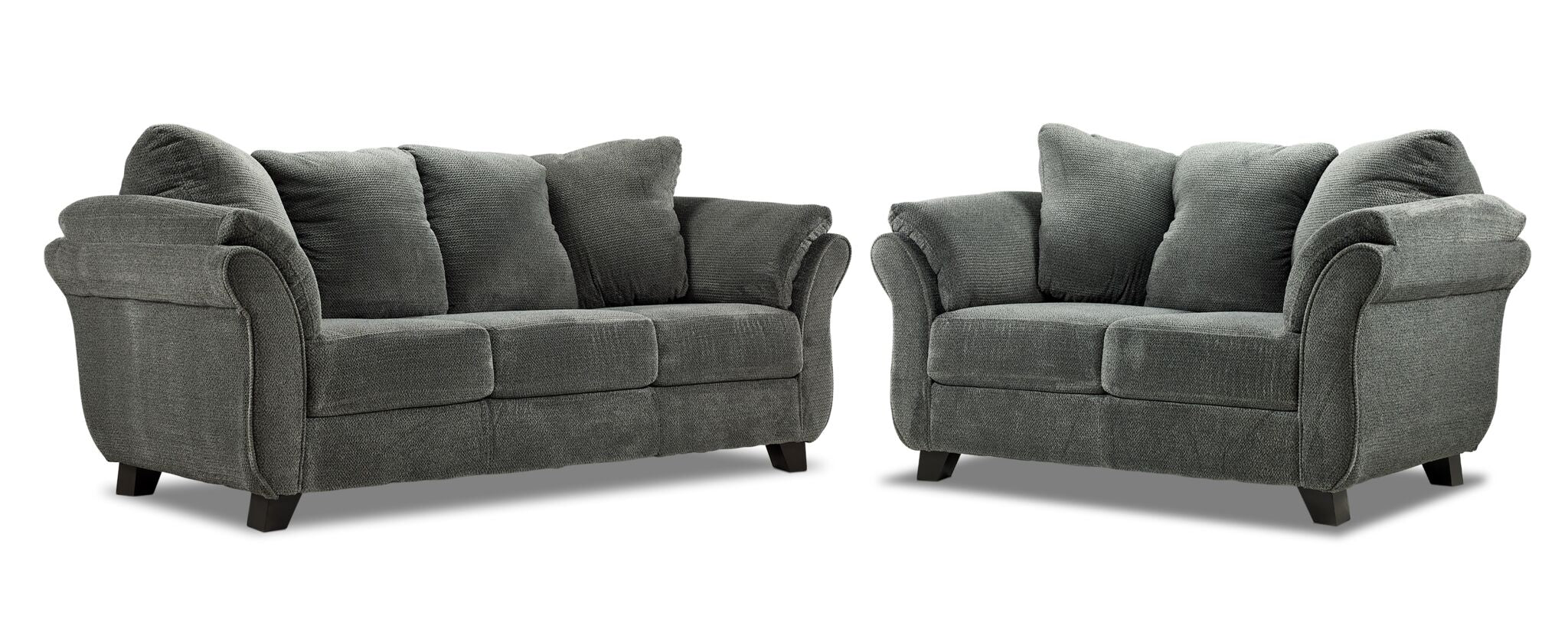Avery Sofa and Loveseat Set - Charcoal