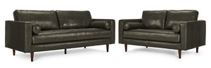 Bari Ens. Sofa et causeuse en cuir - anthracite