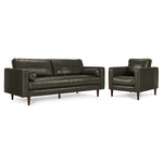 Bari Leather Sofa and Chair Set - Charcoal