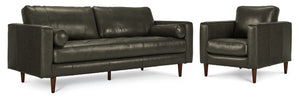 Bari Ens. Sofa et fauteuil en cuir - anthracite