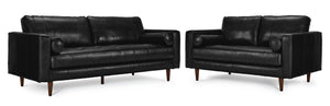 Bari Ens. Sofa et causeuse en cuir - noir