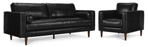 Bari Ens. Sofa et fauteuil en cuir - noir