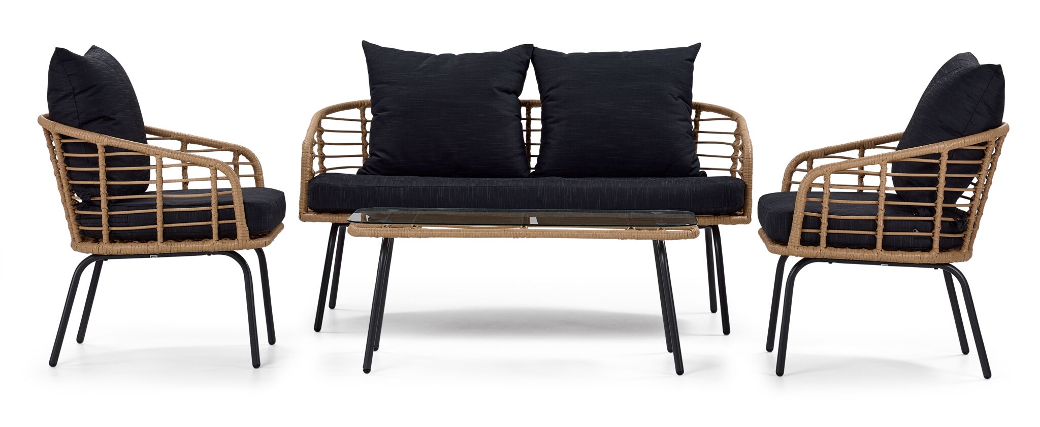 Belize 4 - Piece Outdoor Conversation Set - Beige & Black