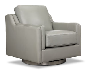Bella Fauteuil pivotant en cuir - gris
