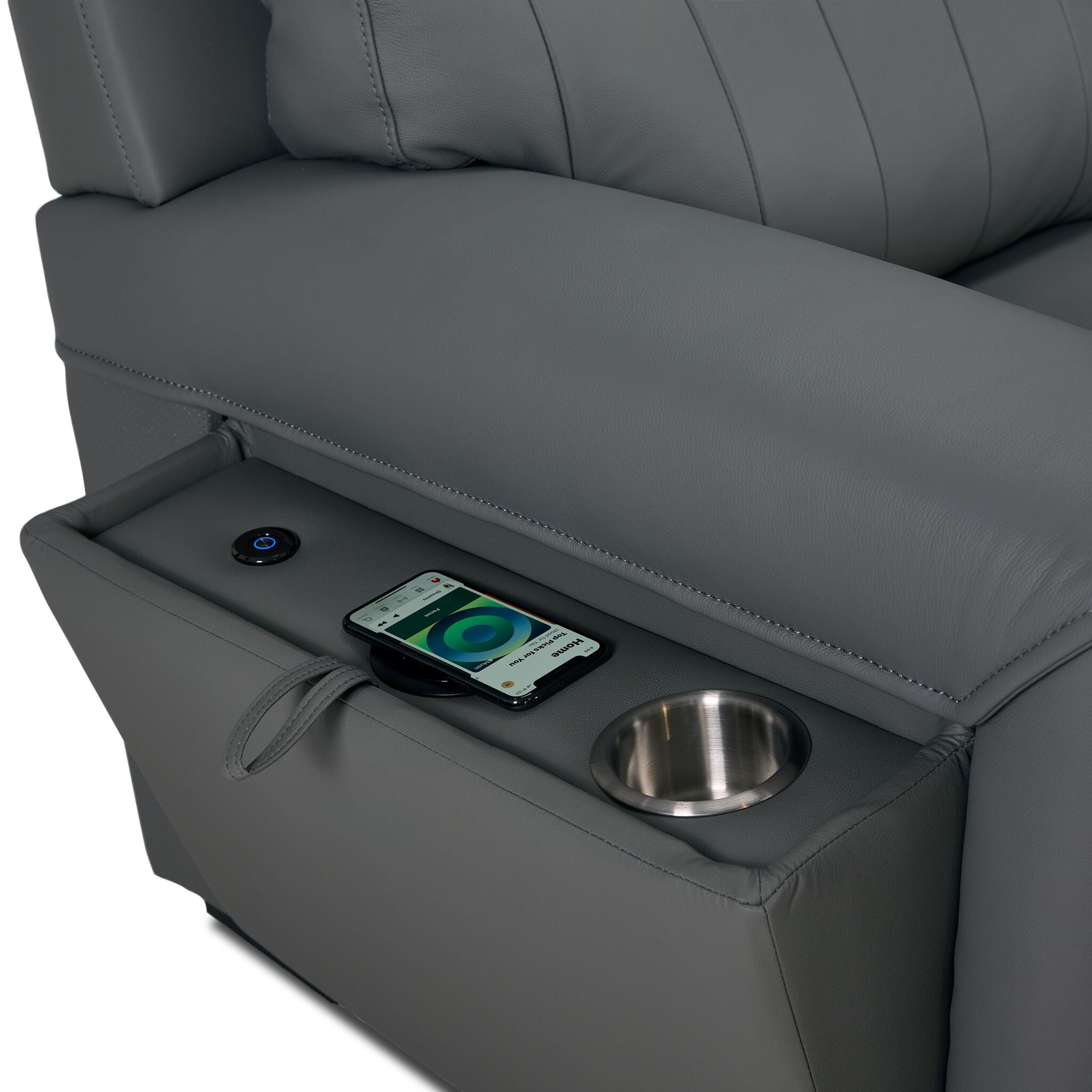 Benevento Leather Sofa, Loveseat and Chair Set - Steel