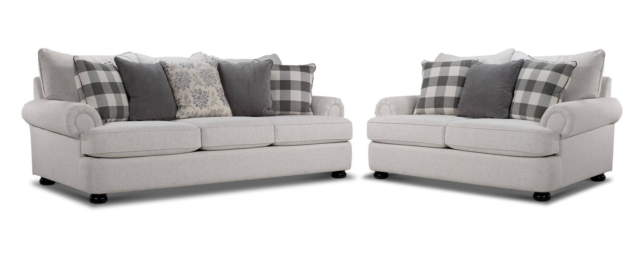 Beverly Sofa and Loveseat Set - TicTac Ivory
