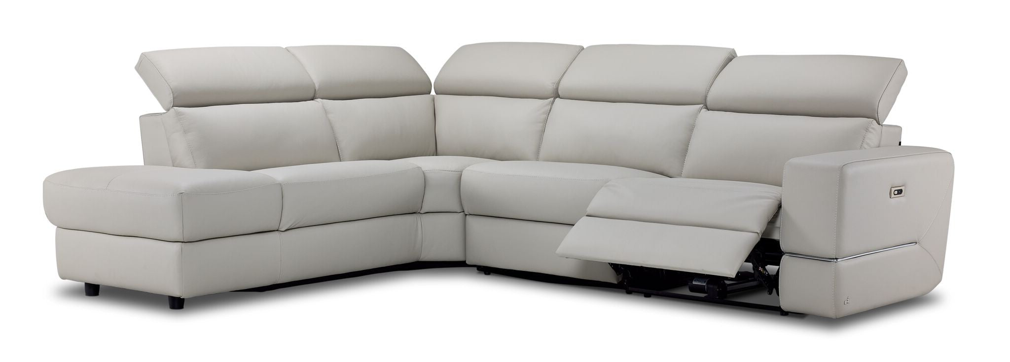 Bianca 3-Piece Power Sectional with Left Facing Chaise - Light Grey