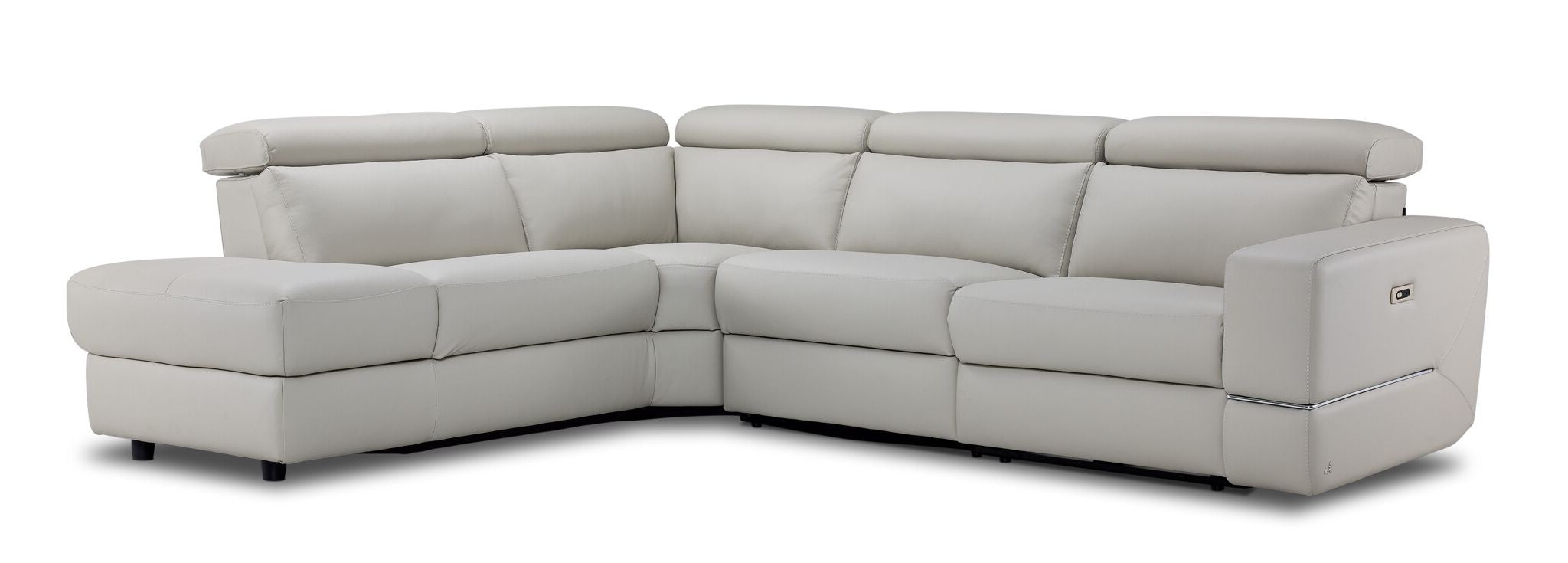 Bianca 3-Piece Power Sectional with Left Facing Chaise - Light Grey