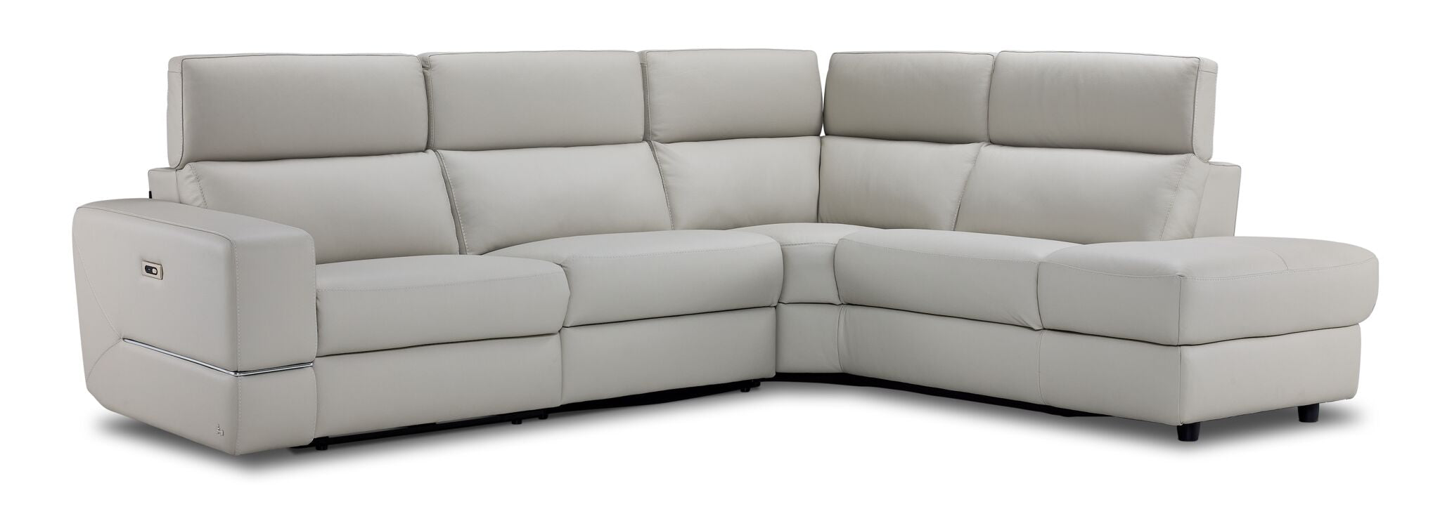 Bianca 3-Piece Power Sectional with Right Facing Chaise - Light Grey