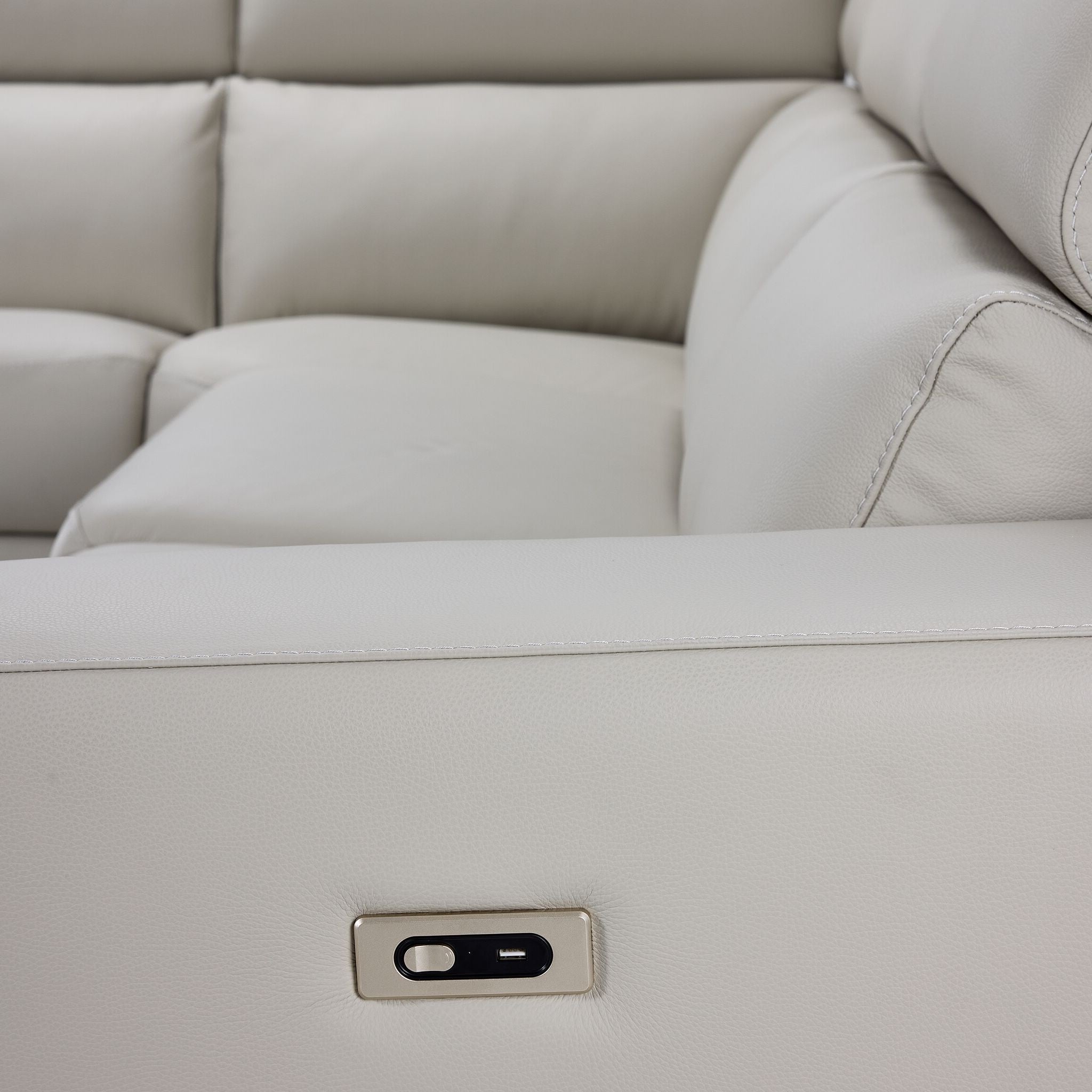 Bianca 3-Piece Power Sectional with Left Facing Chaise - Light Grey