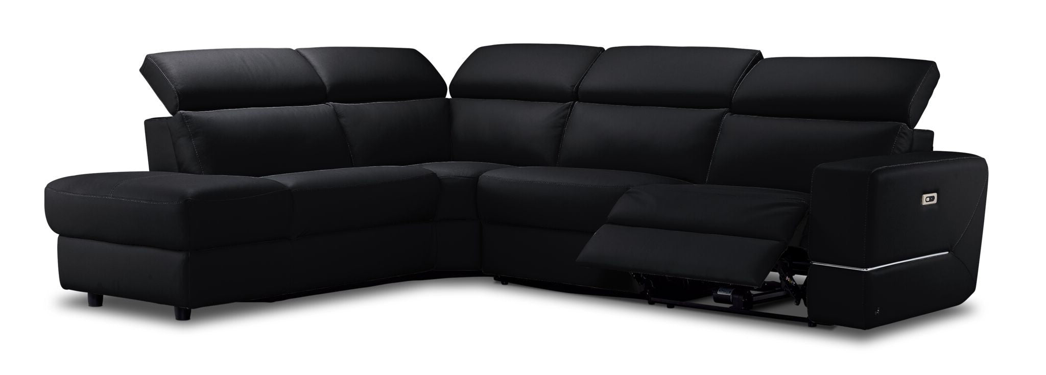 Bianca 3-Piece Power Sectional with Left Facing Chaise - Black