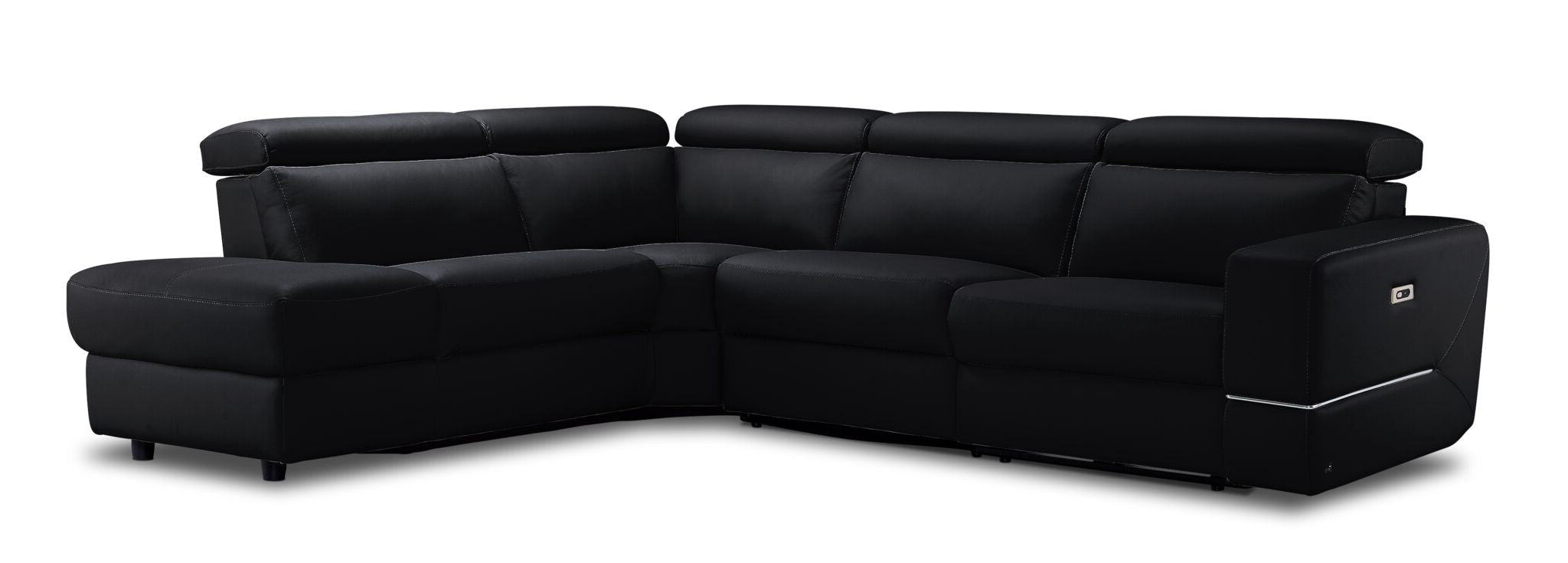 Bianca 3-Piece Power Sectional with Left Facing Chaise - Black