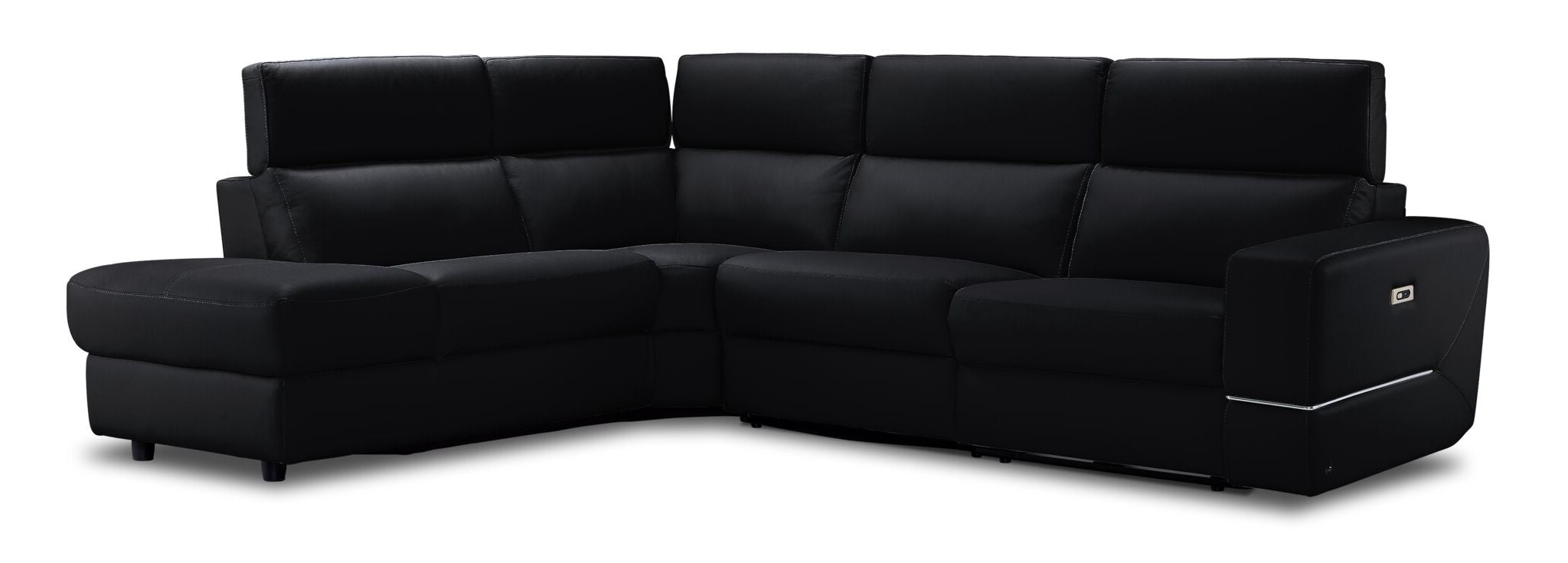 Bianca 3-Piece Power Sectional with Left Facing Chaise - Black
