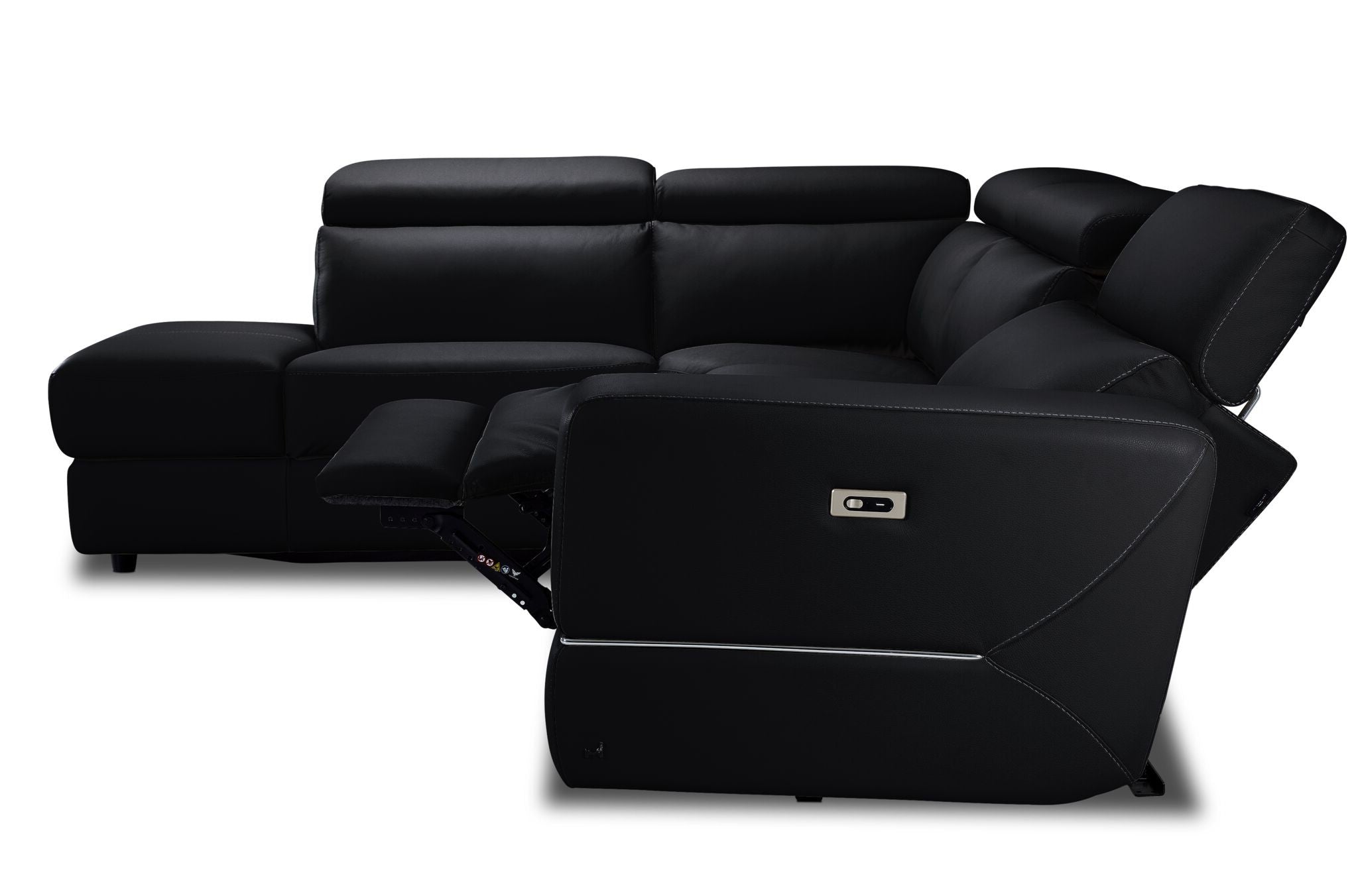 Bianca 3-Piece Power Sectional with Left Facing Chaise - Black