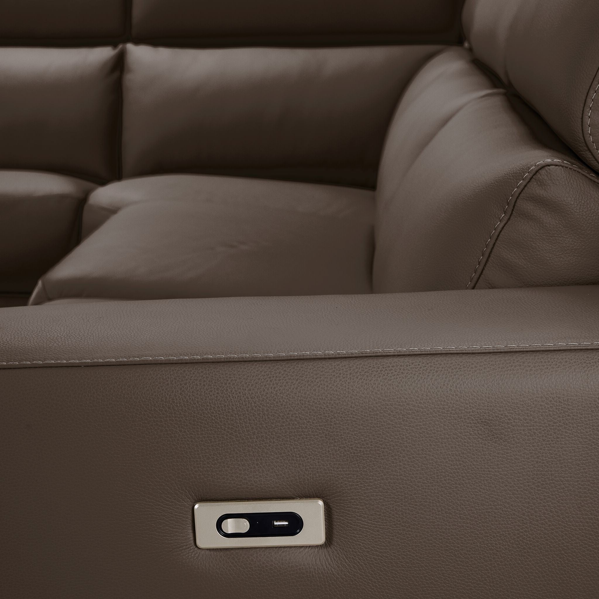 Bianca 3-Piece Power Sectional with Left Facing Chaise - Taupe