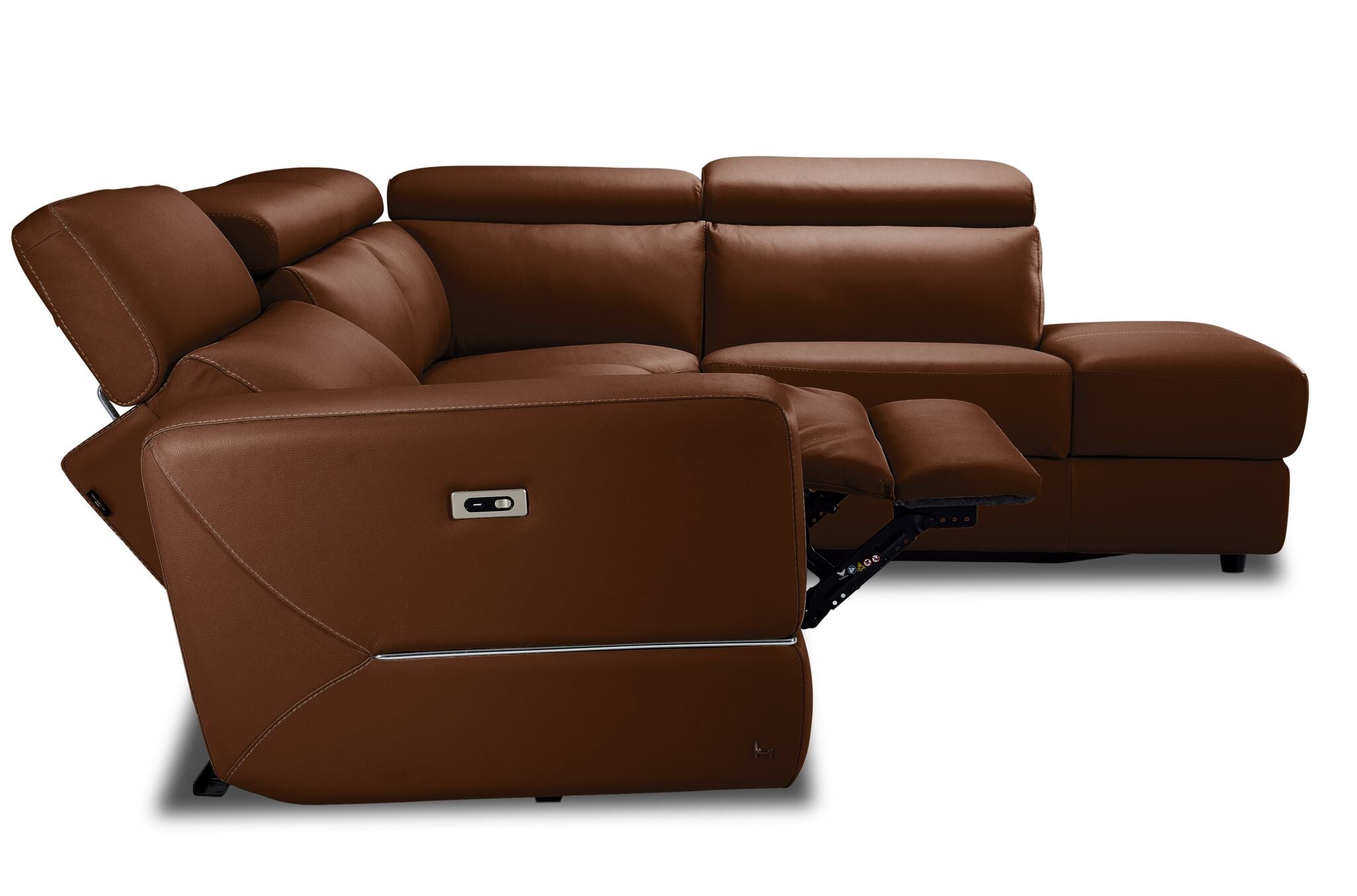 Bianca 3-Piece Power Sectional with Right Facing Chaise - Cognac
