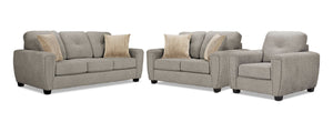 Carolina Ens. Sofa, causeuse et fauteuil - brun