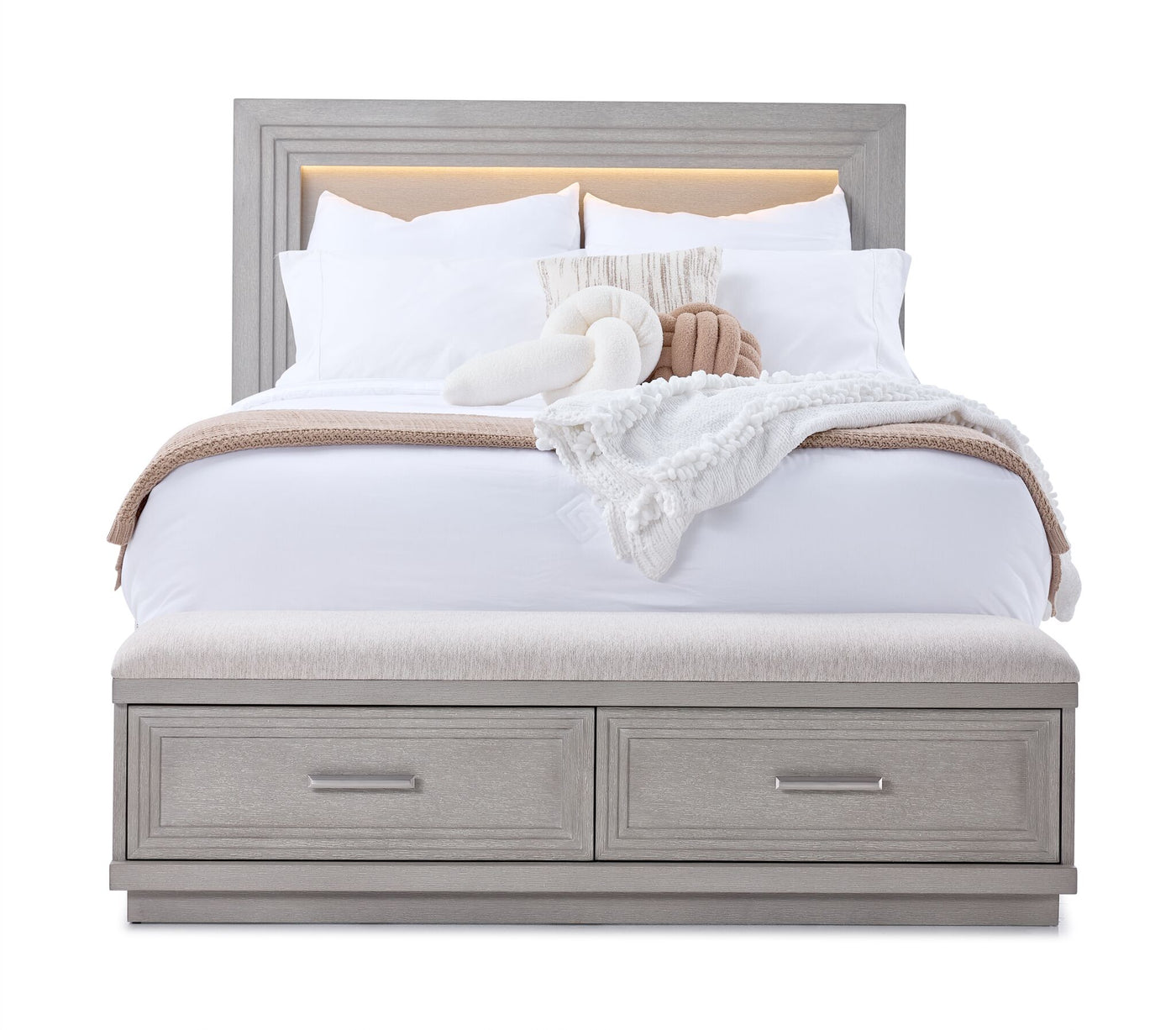 Fresh Perspective Cascade 3-Piece Queen Storage Bench Bed - Dovetail Grey