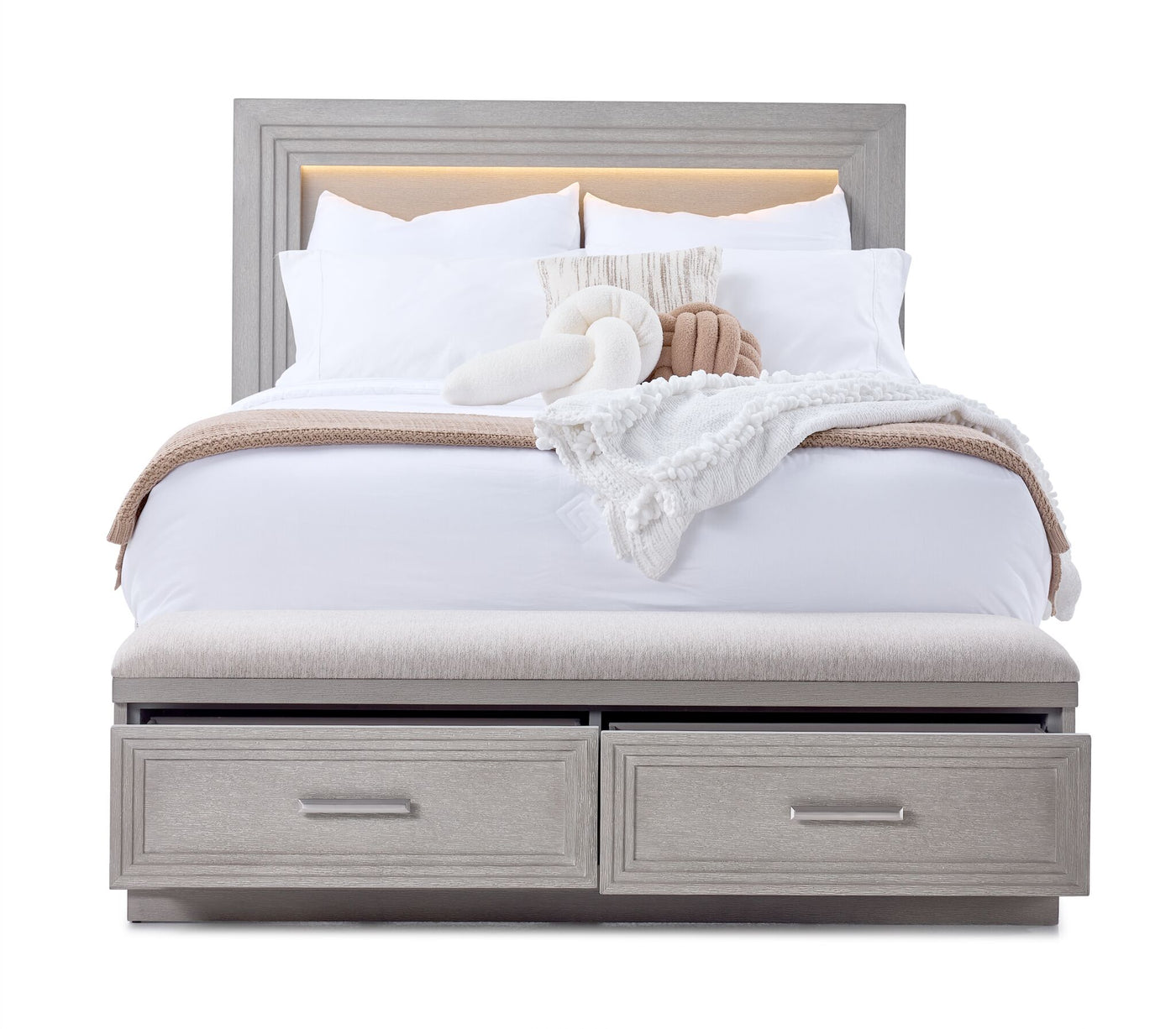 Fresh Perspective Cascade 3-Piece Queen Storage Bench Bed - Dovetail Grey