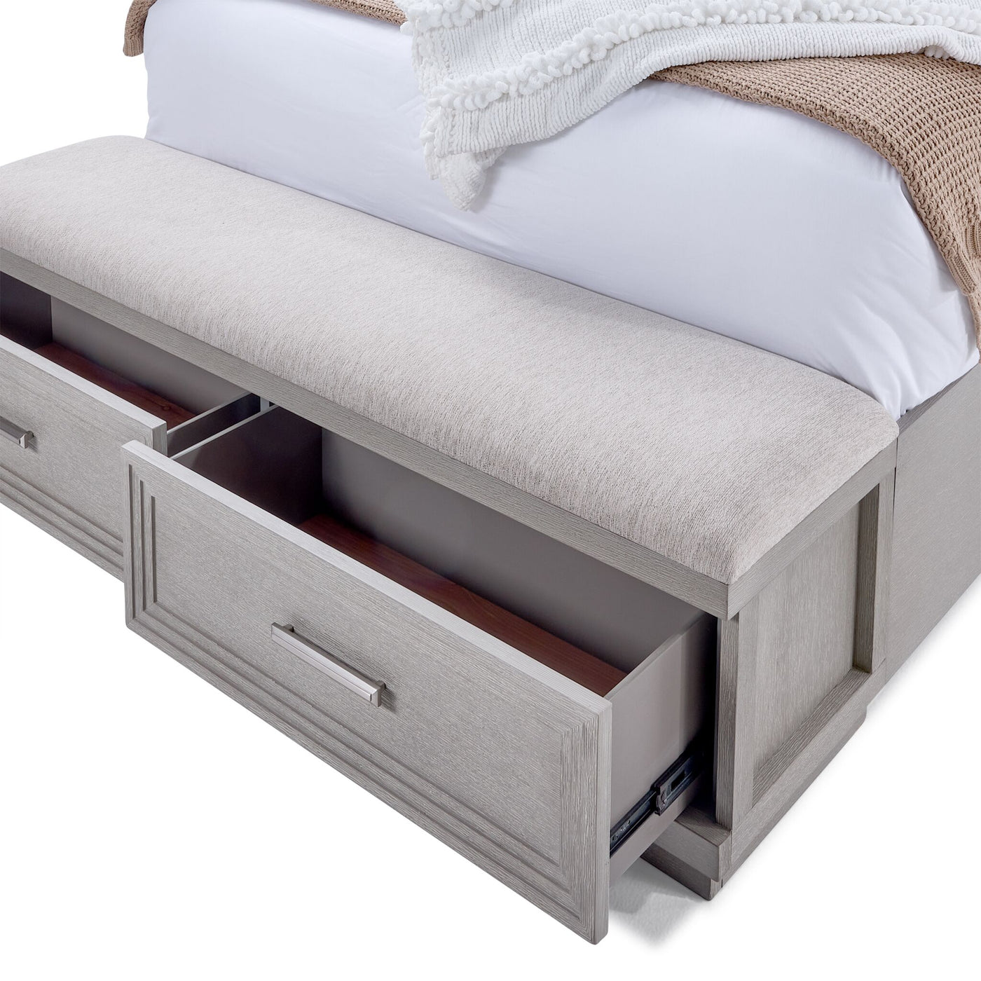 Fresh Perspective Cascade 3-Piece Queen Storage Bench Bed - Dovetail Grey