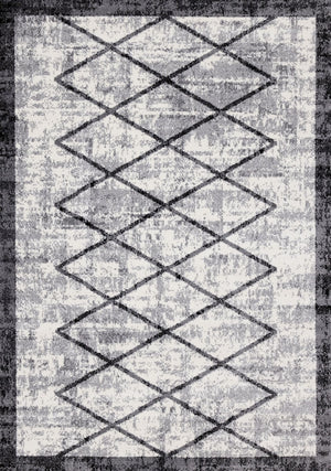 Ashwood Tapis (6,7 pi X 9,10 pi) treillis altéré - gris, noir, blanc