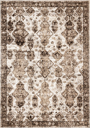 Antique Charm Tapis (6,7 pi X 9,6 pi) classique altéré - brun, gris, blanc