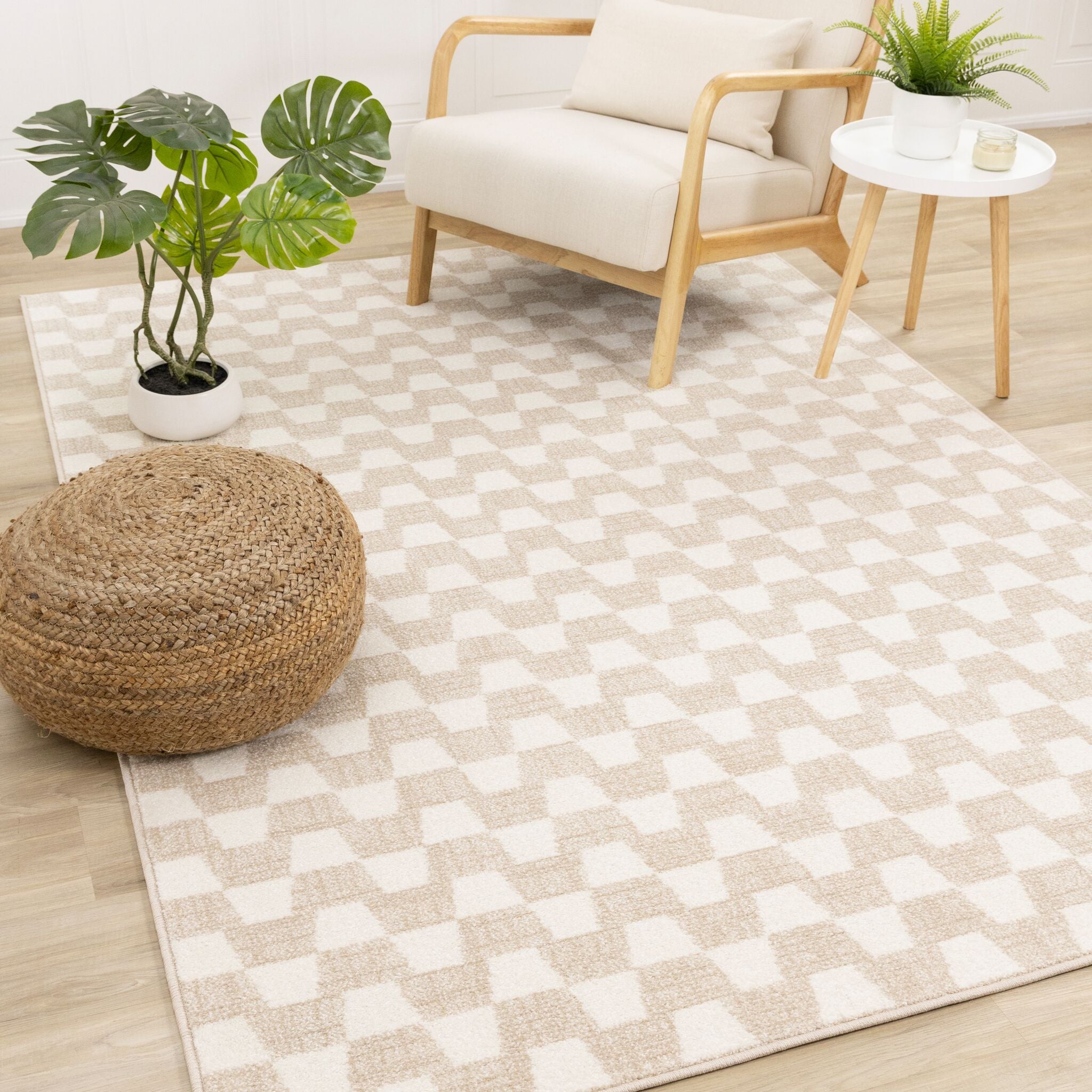 Gentle Wave 5'3" x 7'7" Wavy Line Area Rug - Beige, Cream