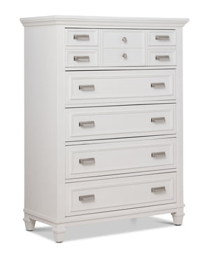 Charleston Commode 5 tiroirs - blanc colombe