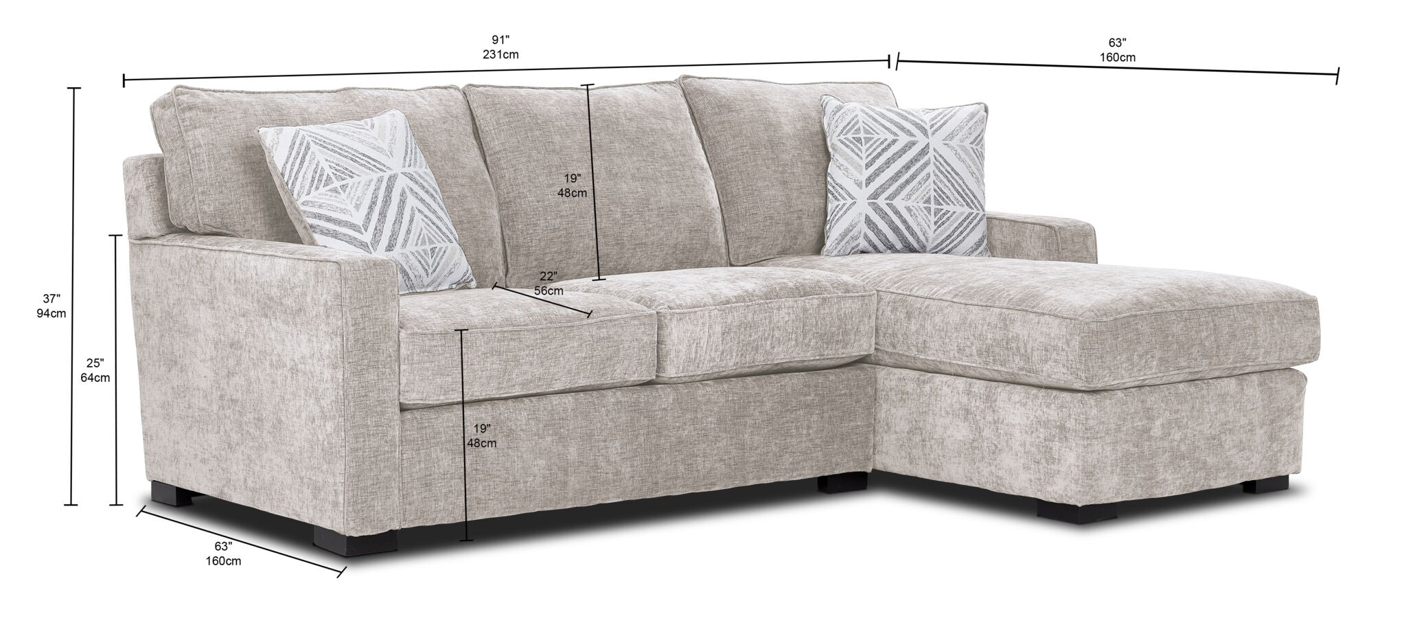 Charlotte 2-Piece Sectional with Right-Facing Chaise - Sand
