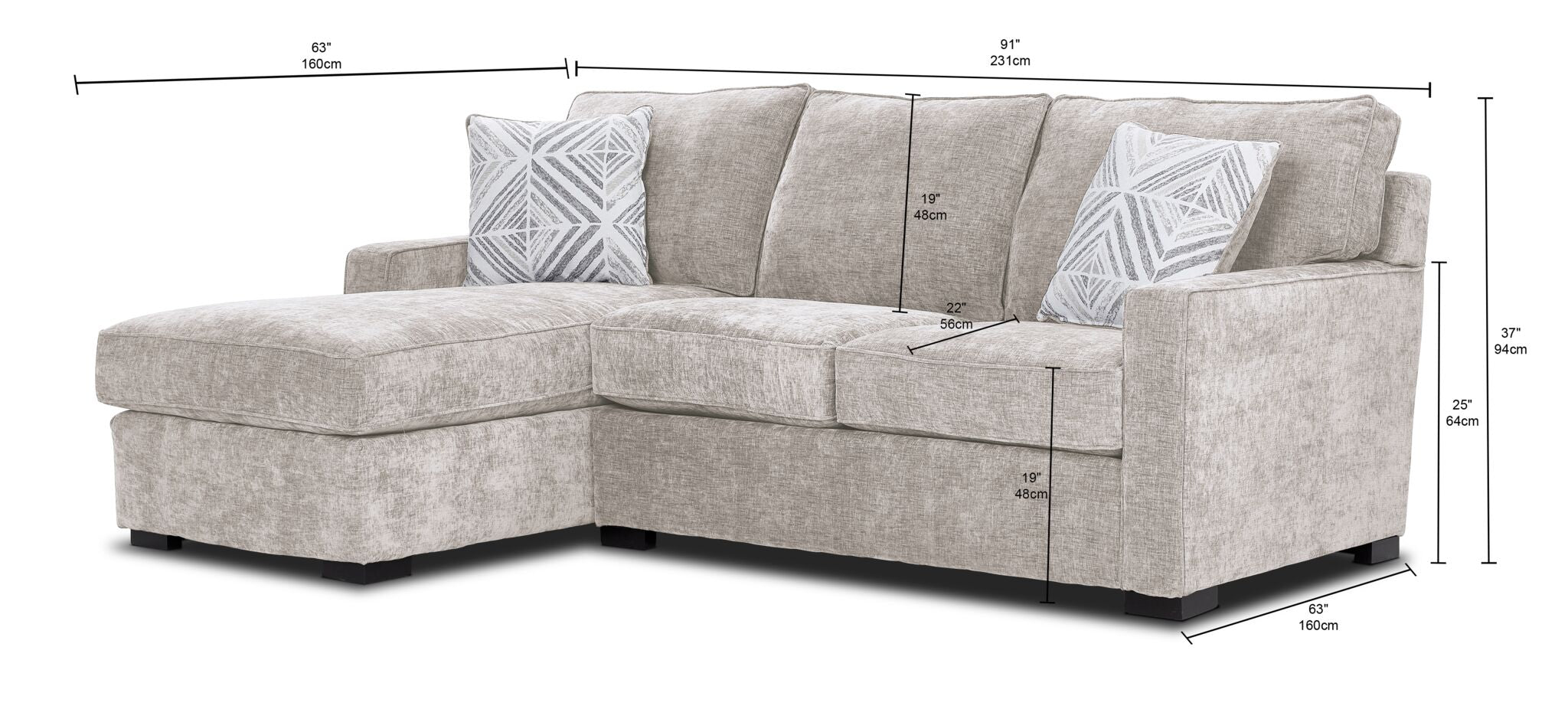 Charlotte 2-Piece Sectional with Left-Facing Chaise -Sand