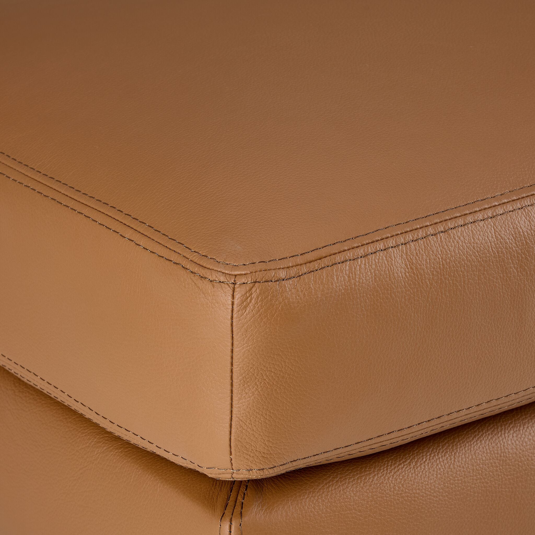Chito Leather Ottoman - Saddle
