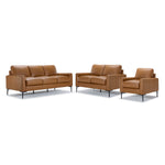 Chito Leather Sofa, Loveseat and Chair Set - Saddle