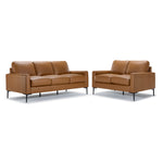 Chito Leather Sofa and Loveseat Set - Saddle