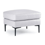 Chito Leather Ottoman - Silver Grey