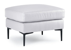 Chito Tabouret en cuir – gris argent