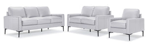 Chito Ens. Sofa, causeuse et fauteuil en cuir – gris argent