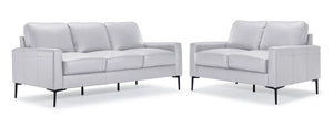 Chito Ens. Sofa et causeuse en cuir – gris argent