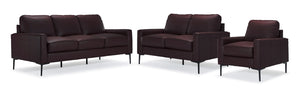 Chito Ens. Sofa, causeuse et fauteuil en cuir – moka